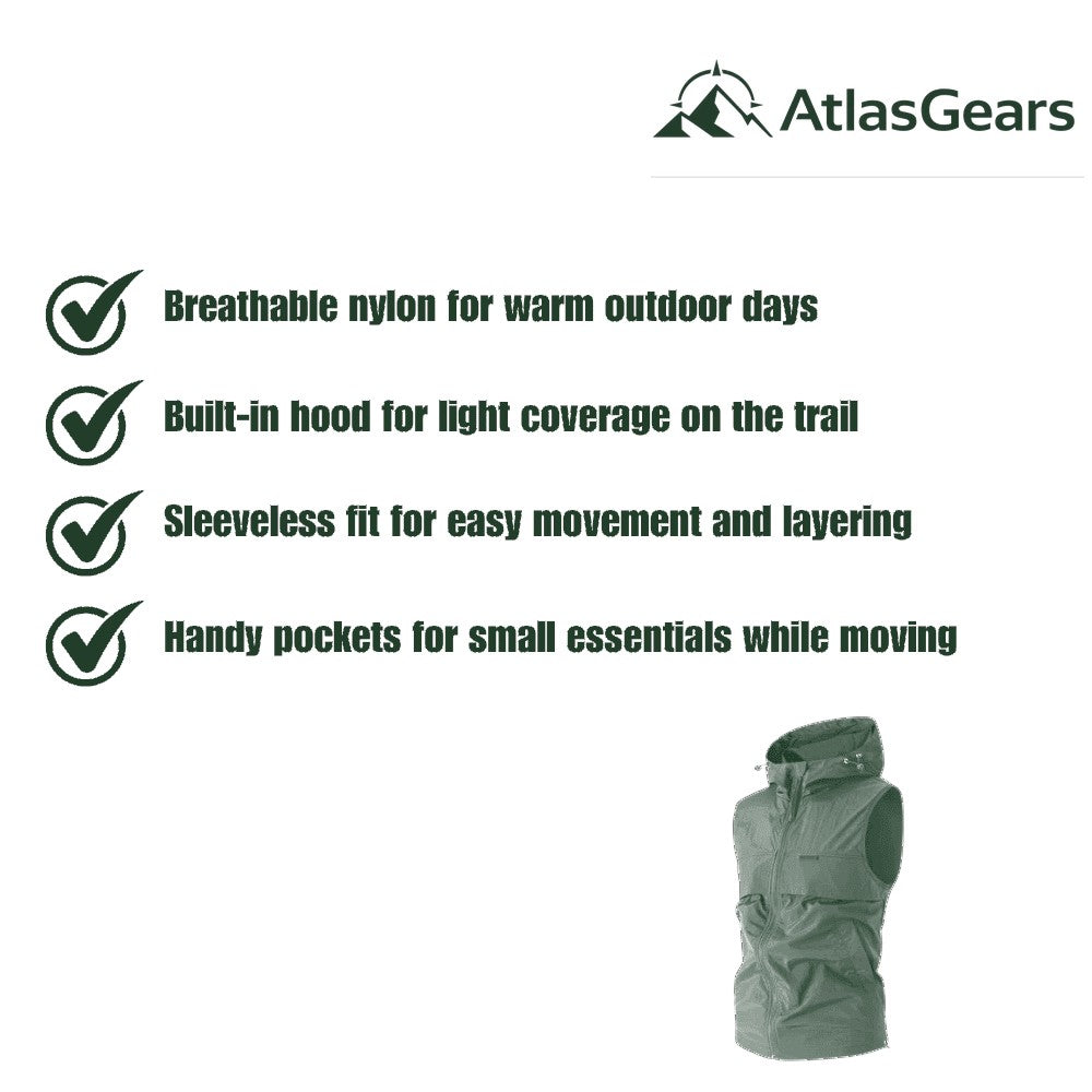 Hiking Gilet – Lightweight Hooded Sleeveless Vest