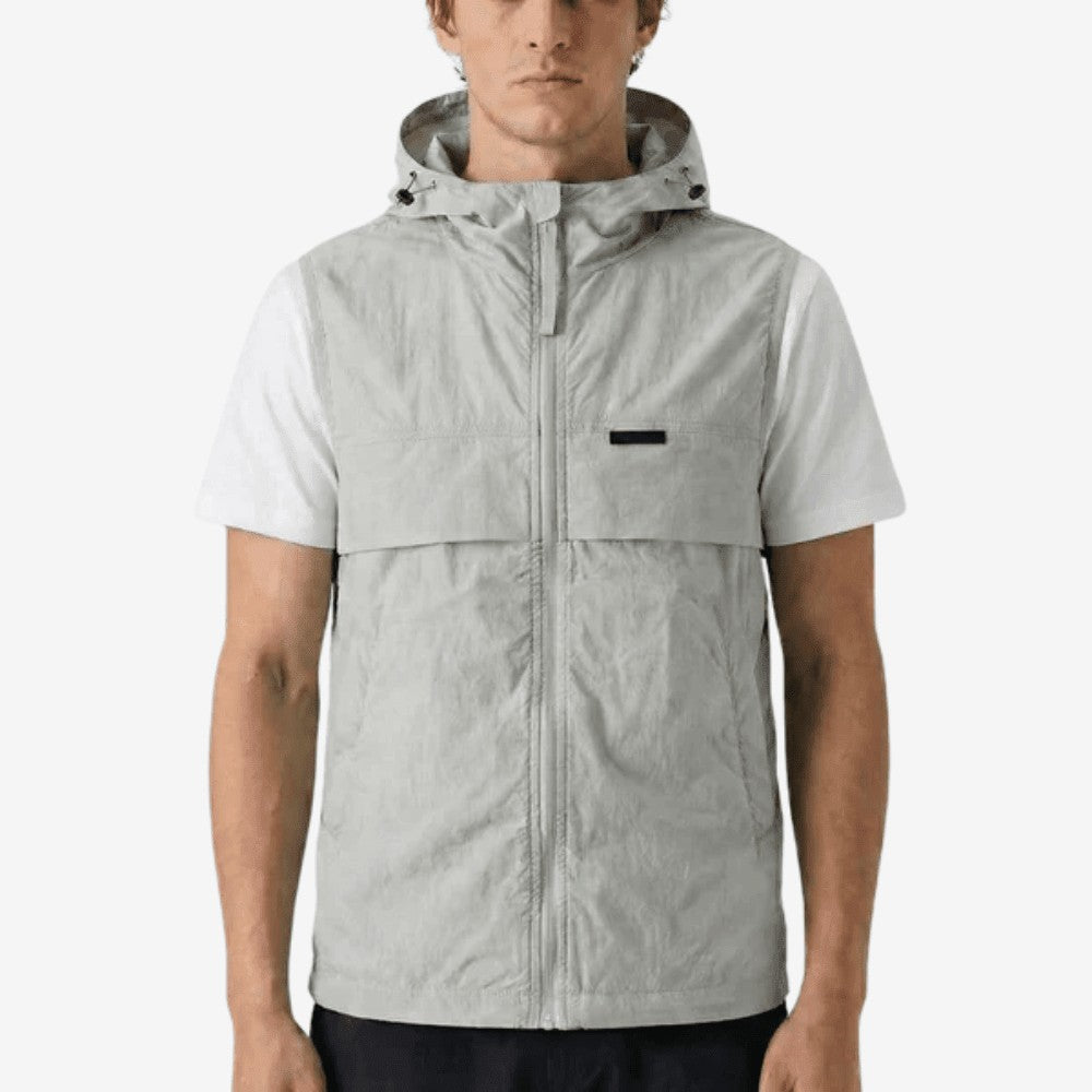 Hiking Gilet – Lightweight Hooded Sleeveless Vest – Light Grey