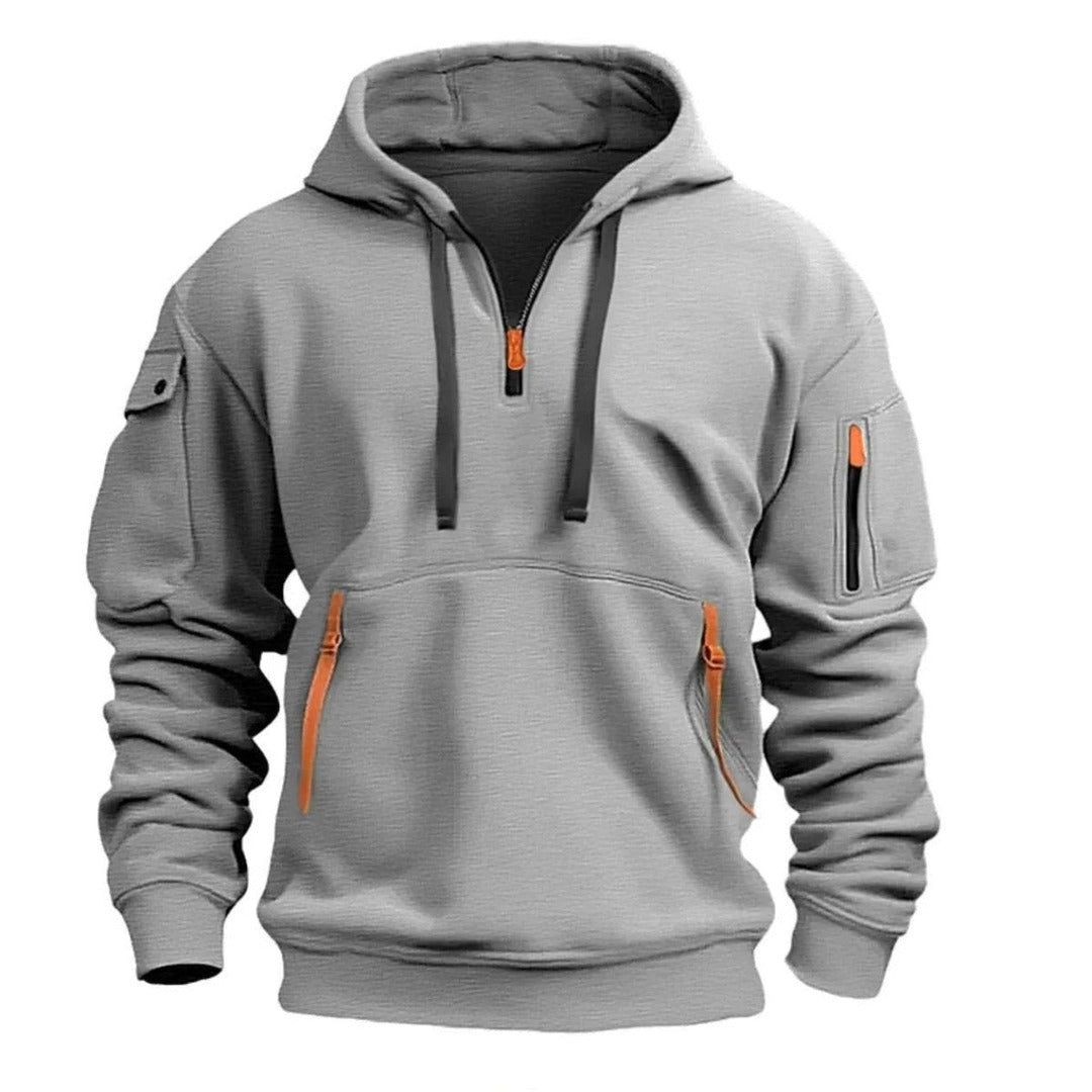 Hiking Hoodie – Lightweight Breathable Half-Zip Hoodie – Light Grey