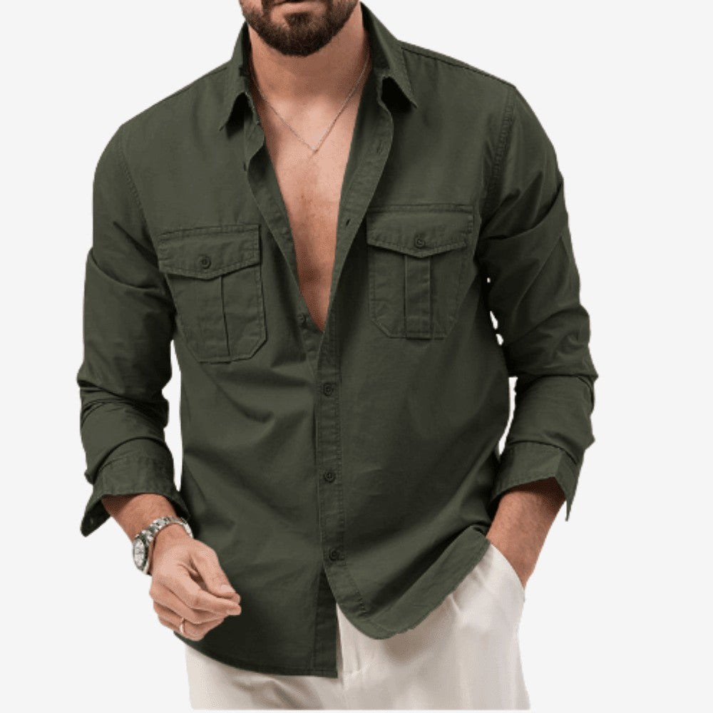 Hiking Shirt – Men's Lightweight Breathable Convertible Shirt – Army Green