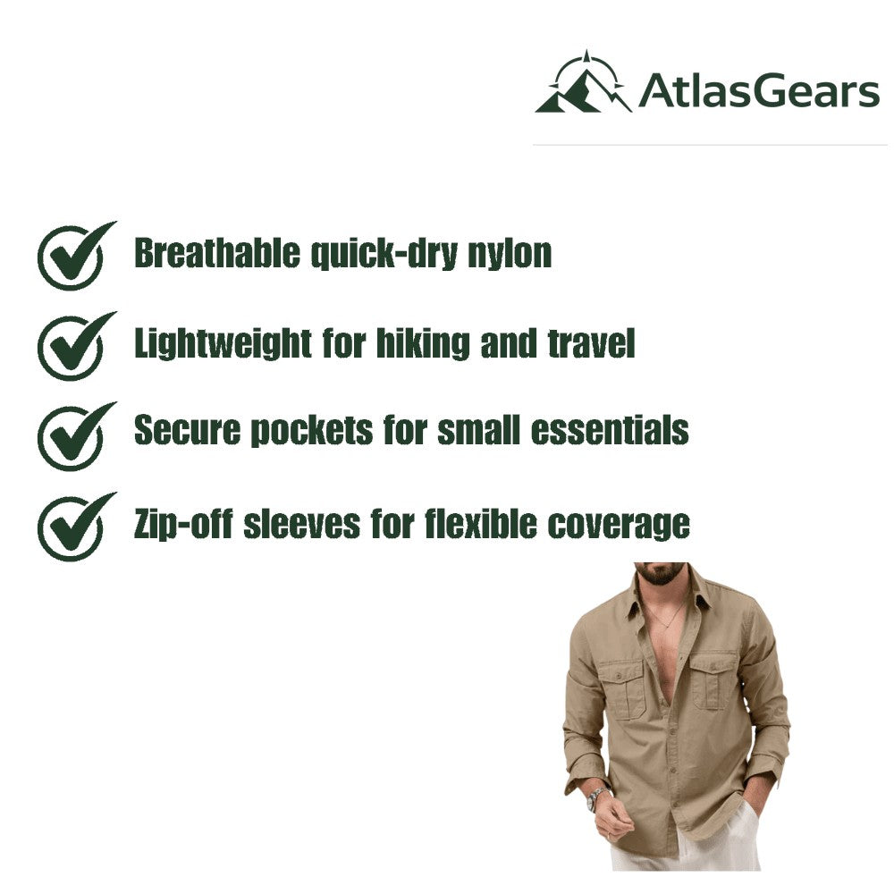 Hiking Shirt – Men's Lightweight Breathable Convertible Shirt