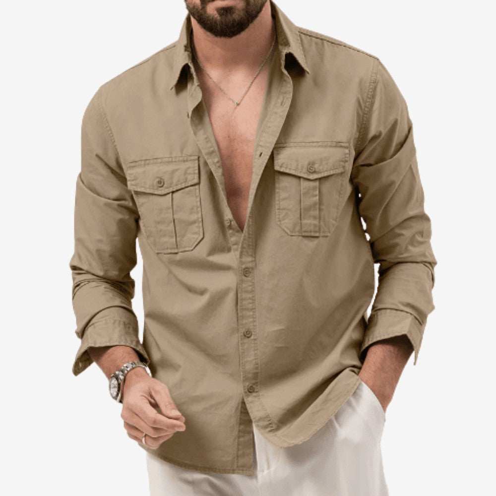 Hiking Shirt – Men's Lightweight Breathable Convertible Shirt – Khaki