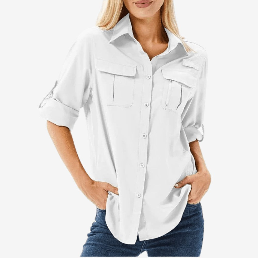 Hiking Shirt – Women's Lightweight Breathable Long-Sleeve – White