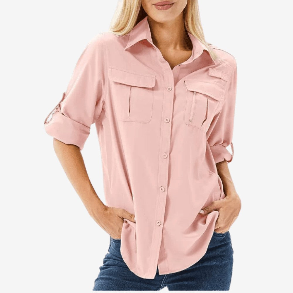 Hiking Shirt – Women's Lightweight Breathable Long-Sleeve – Light Pink