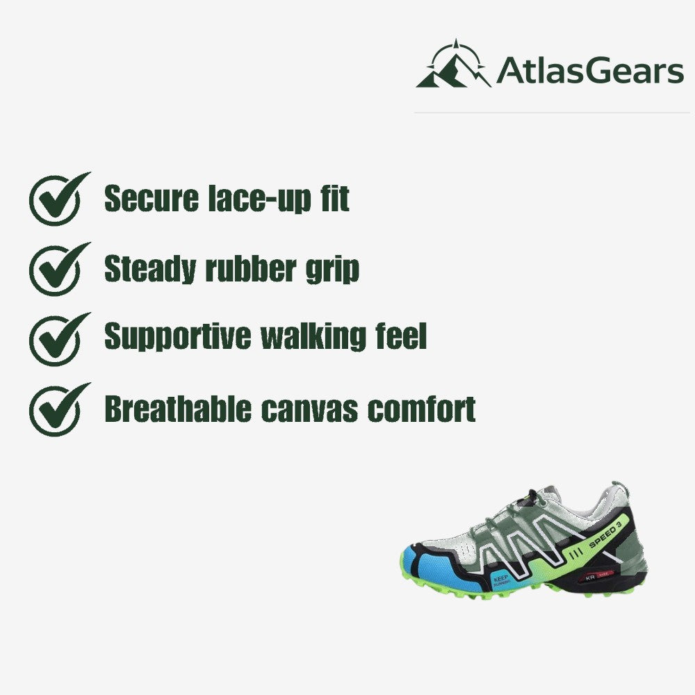 Hiking Shoes – Durable Breathable Canvas with Trail Grip Sole
