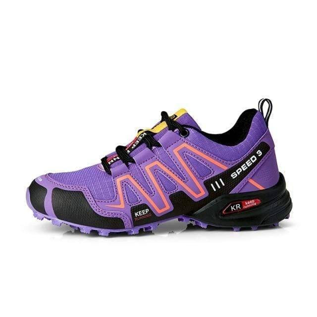 Hiking Shoes – Durable Breathable Canvas with Trail Grip Sole – Purple