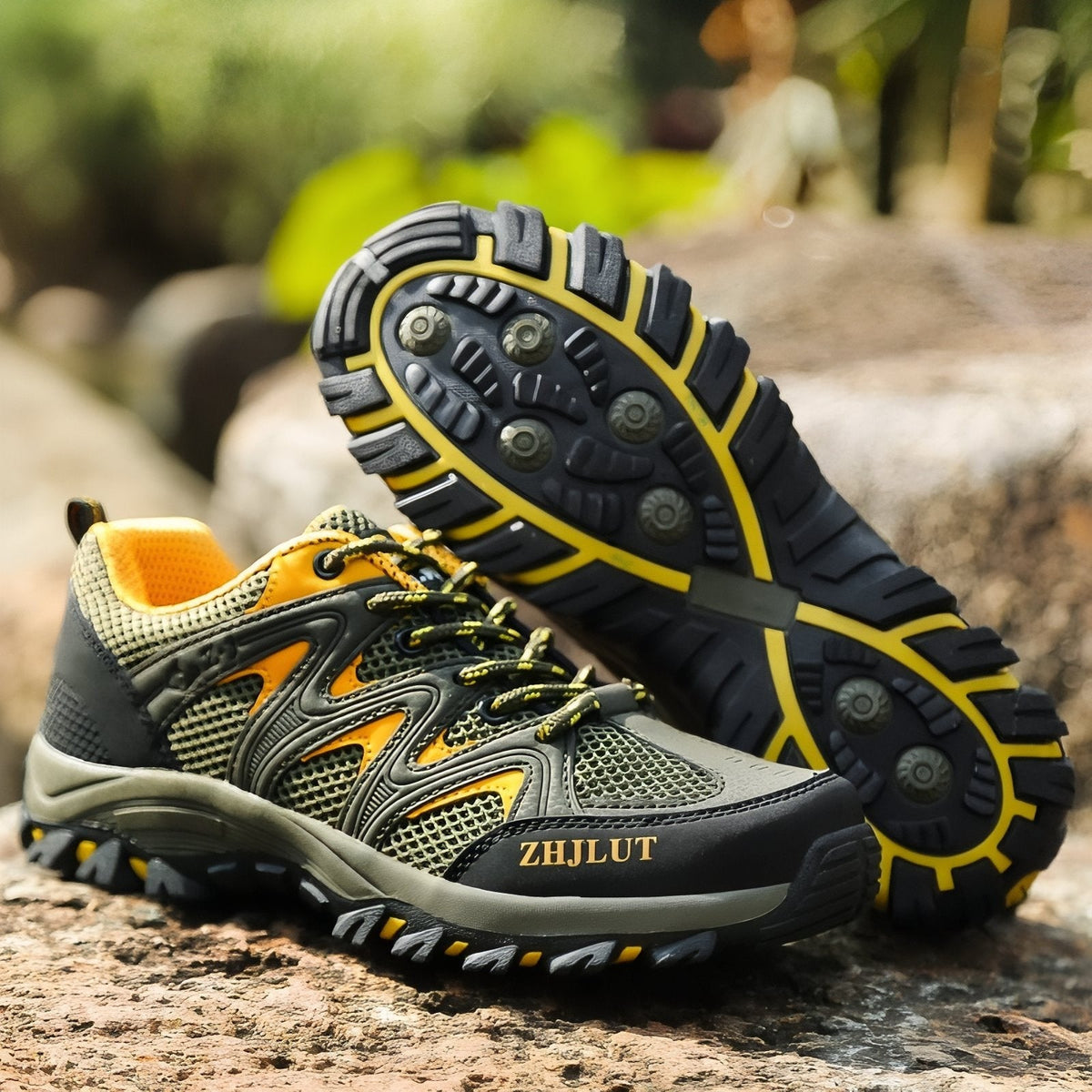 Hiking Shoes – Men's Grippy Lugged Sole with Toe Protection