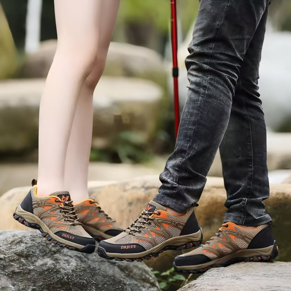 Hiking Shoes – Men's Grippy Lugged Sole with Toe Protection