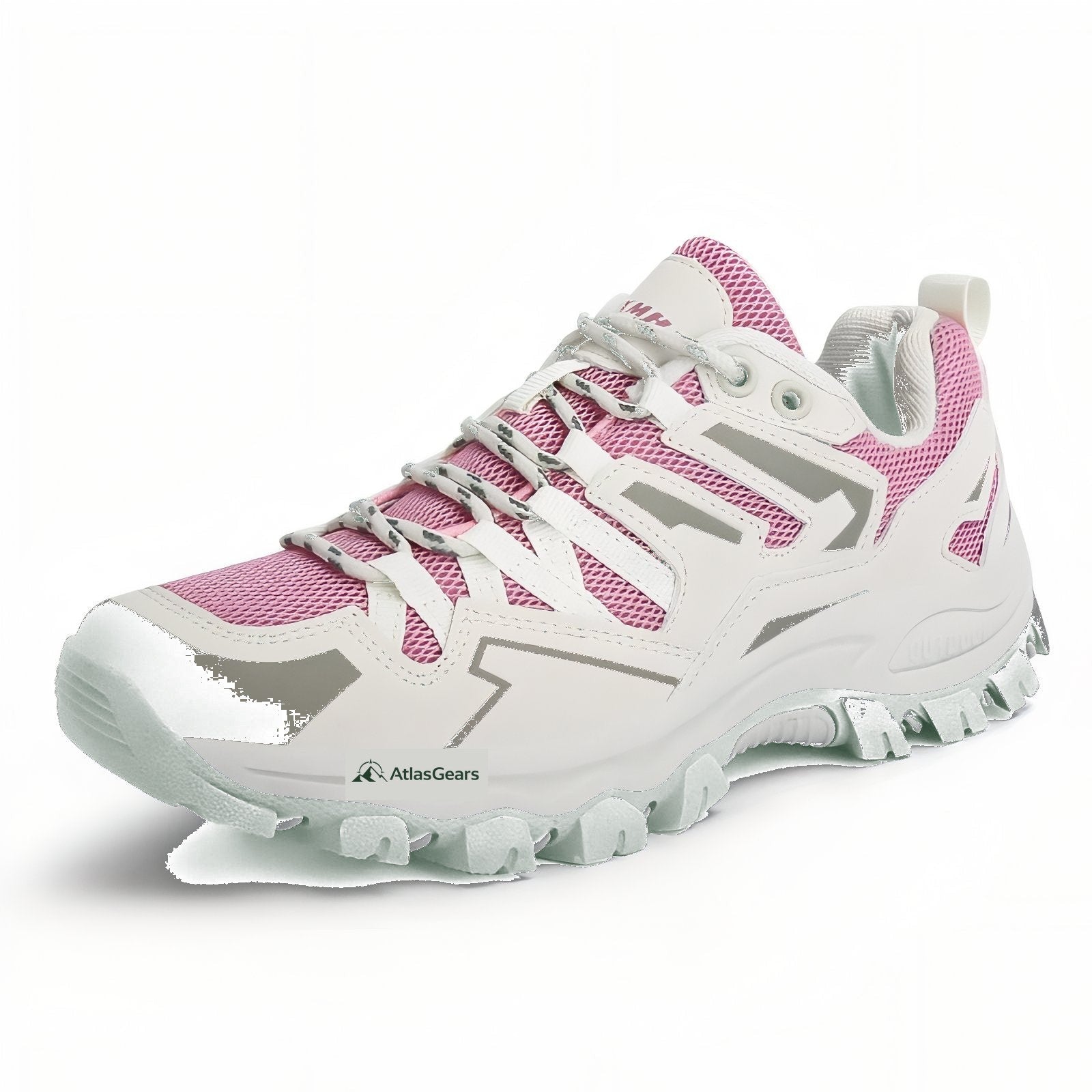 Hiking Shoes – Women's Low-Cut Grippy Trail Shoes – Pink and Grey