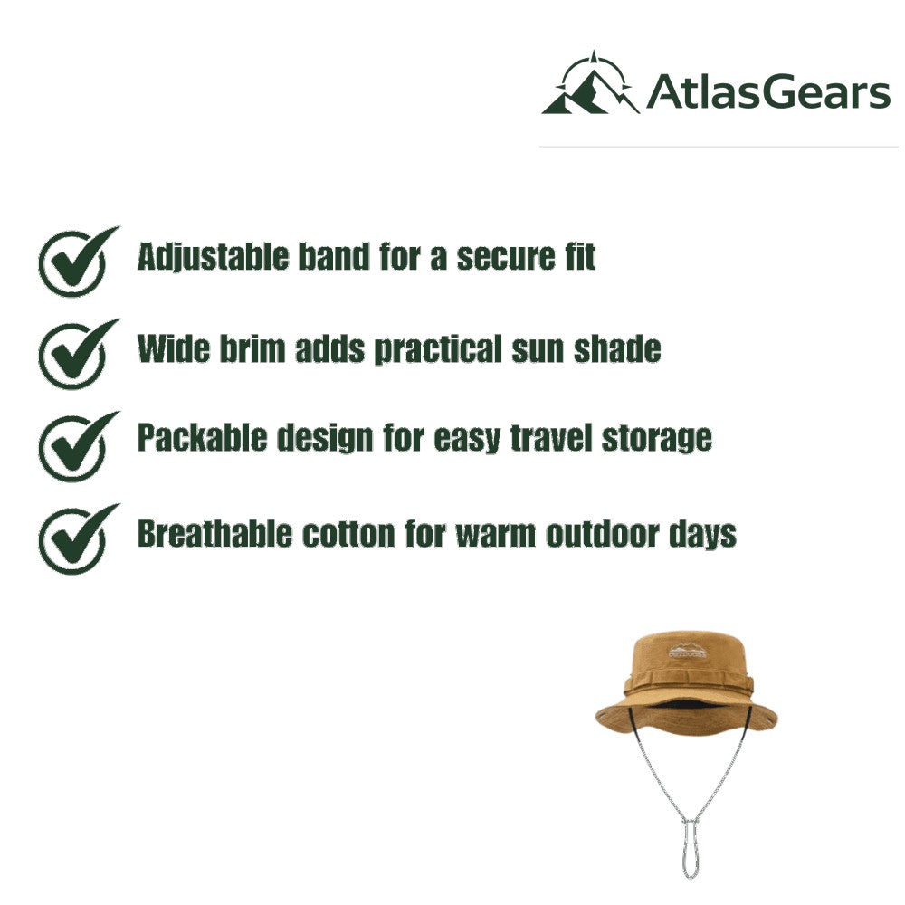 Hiking Sun Hat – Breathable 100% Cotton Packable Wide Brim