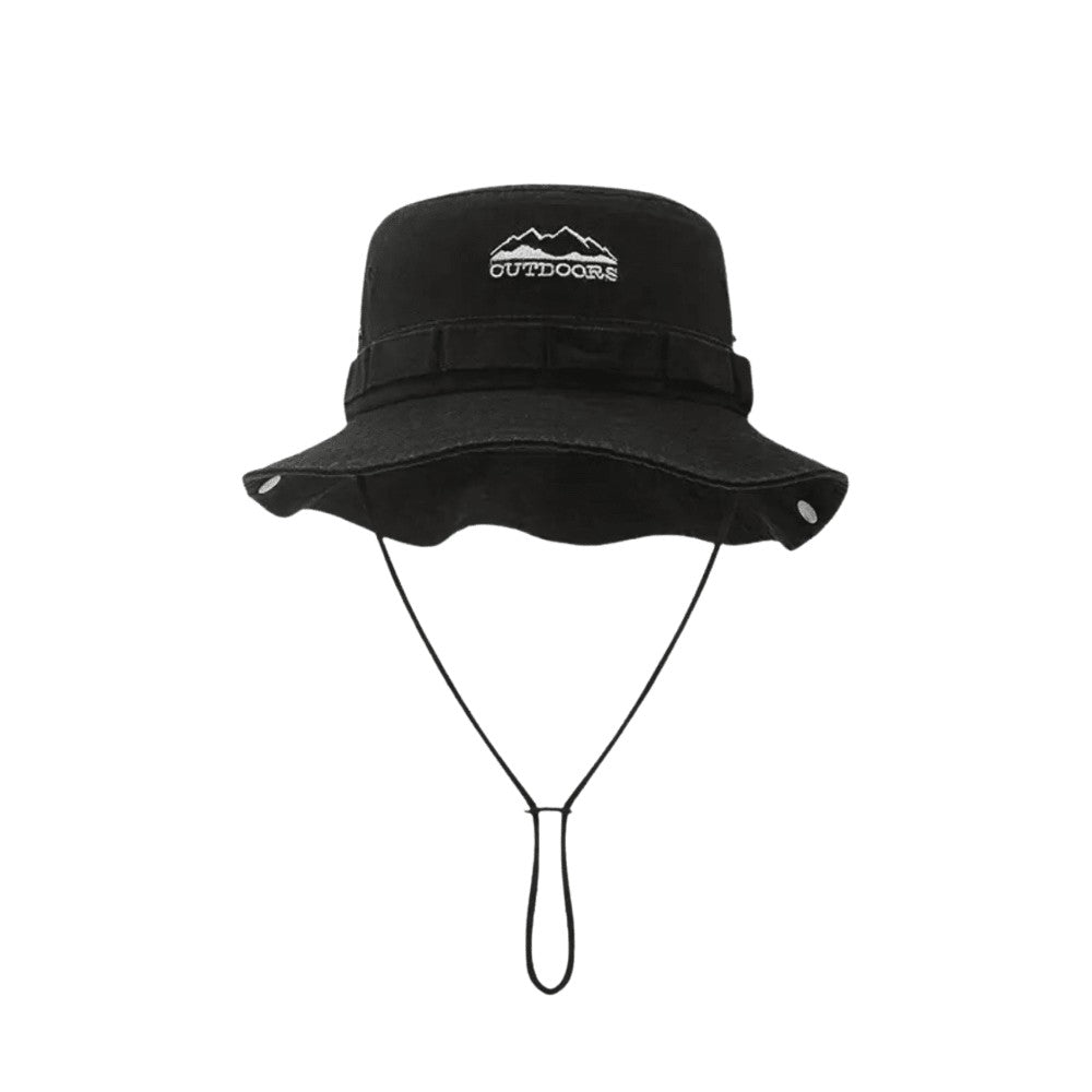Hiking Sun Hat – Breathable 100% Cotton Packable Wide Brim – Black