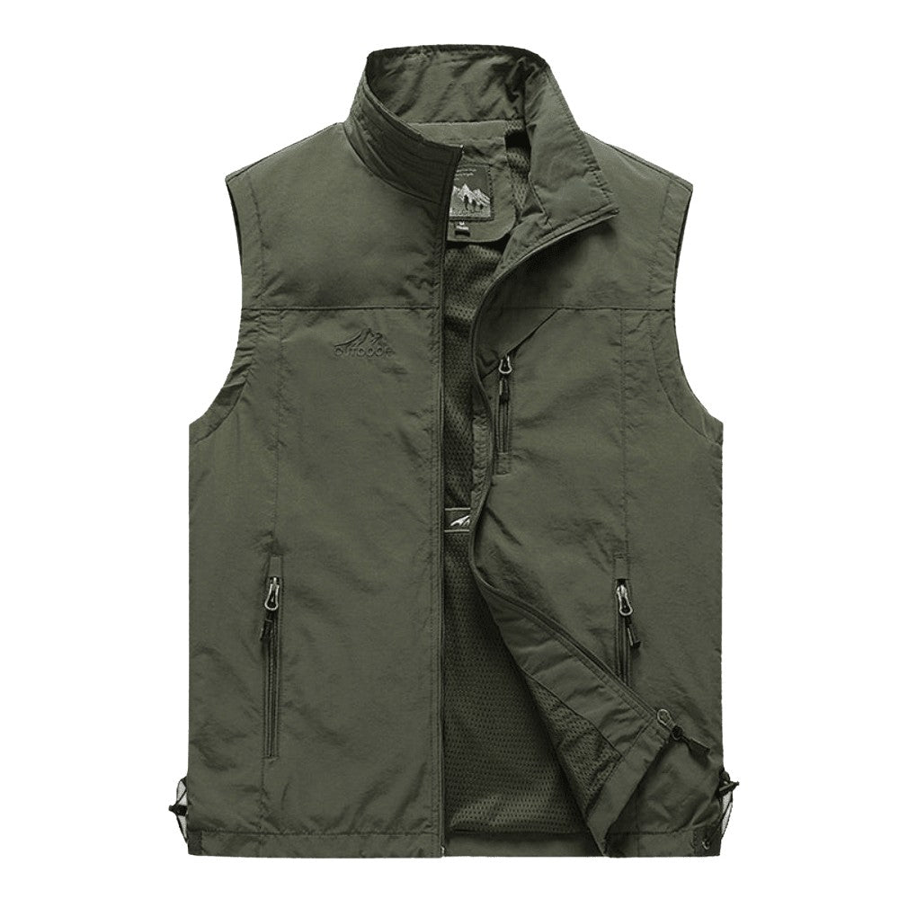 Hiking Vest – Lightweight Breathable Utility Gilet – Army green