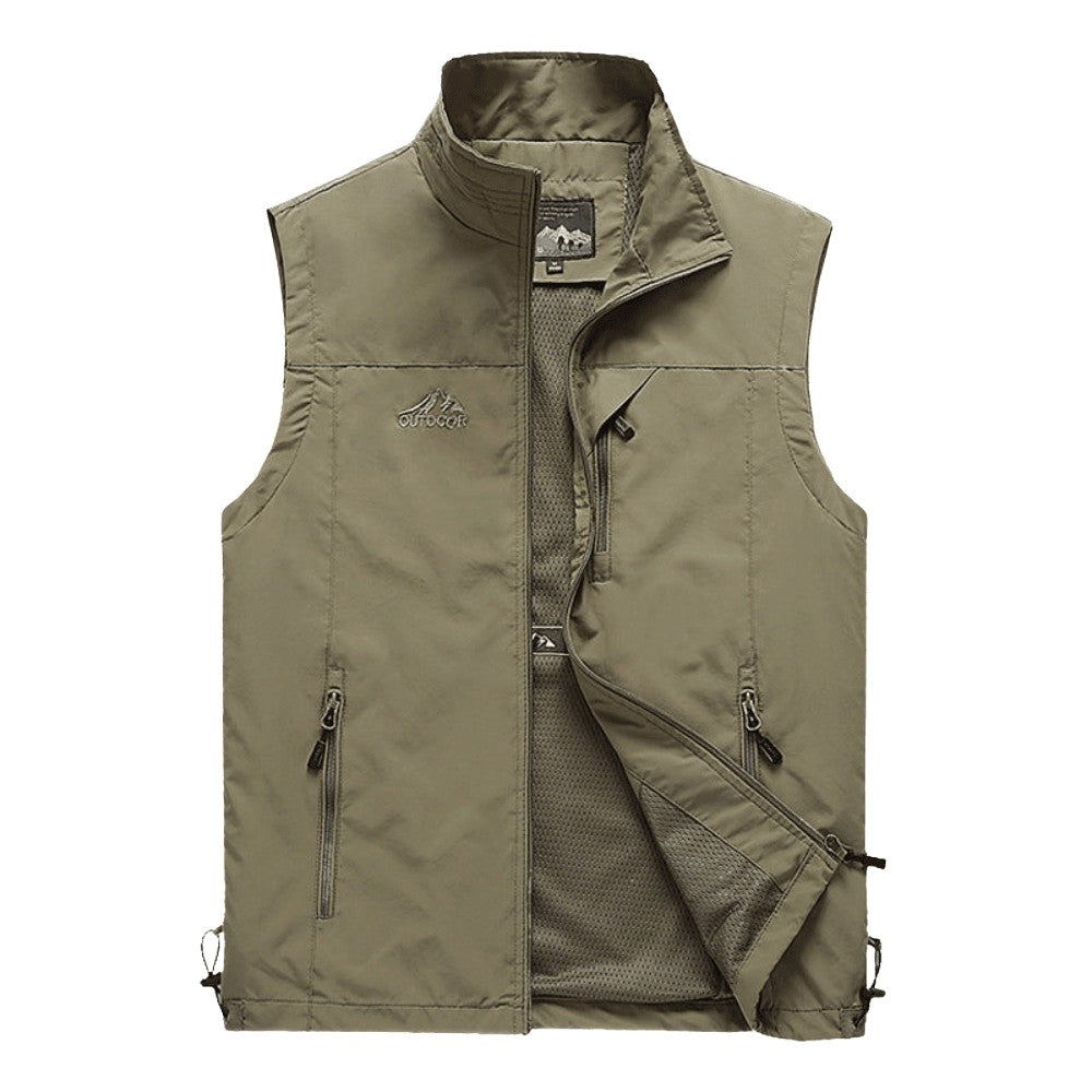 Hiking Vest – Lightweight Breathable Utility Gilet – Khaki