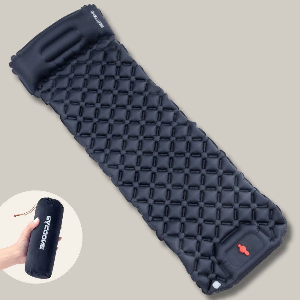 Inflatable Sleeping Mat – Ultralight with Built-In Pump – Black
