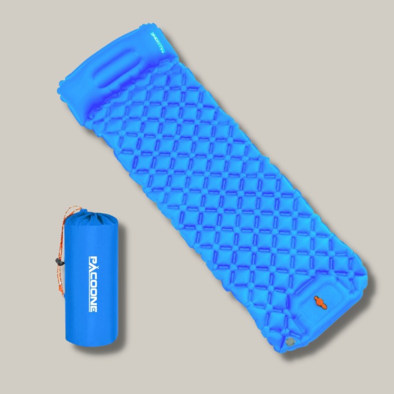 Inflatable Sleeping Mat – Ultralight with Built-In Pump – Blue