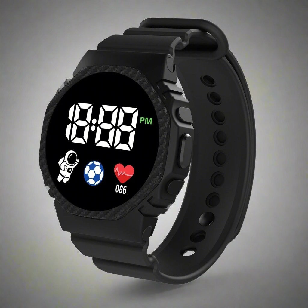 Kids' Digital Watch – Lightweight Water-Resistant Watch – Black