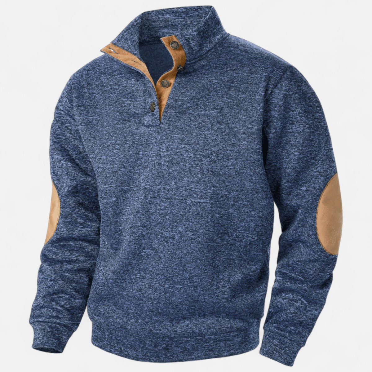 Knit Jumper – Men's Stand-Collar Outdoor Layer – Sea Blue