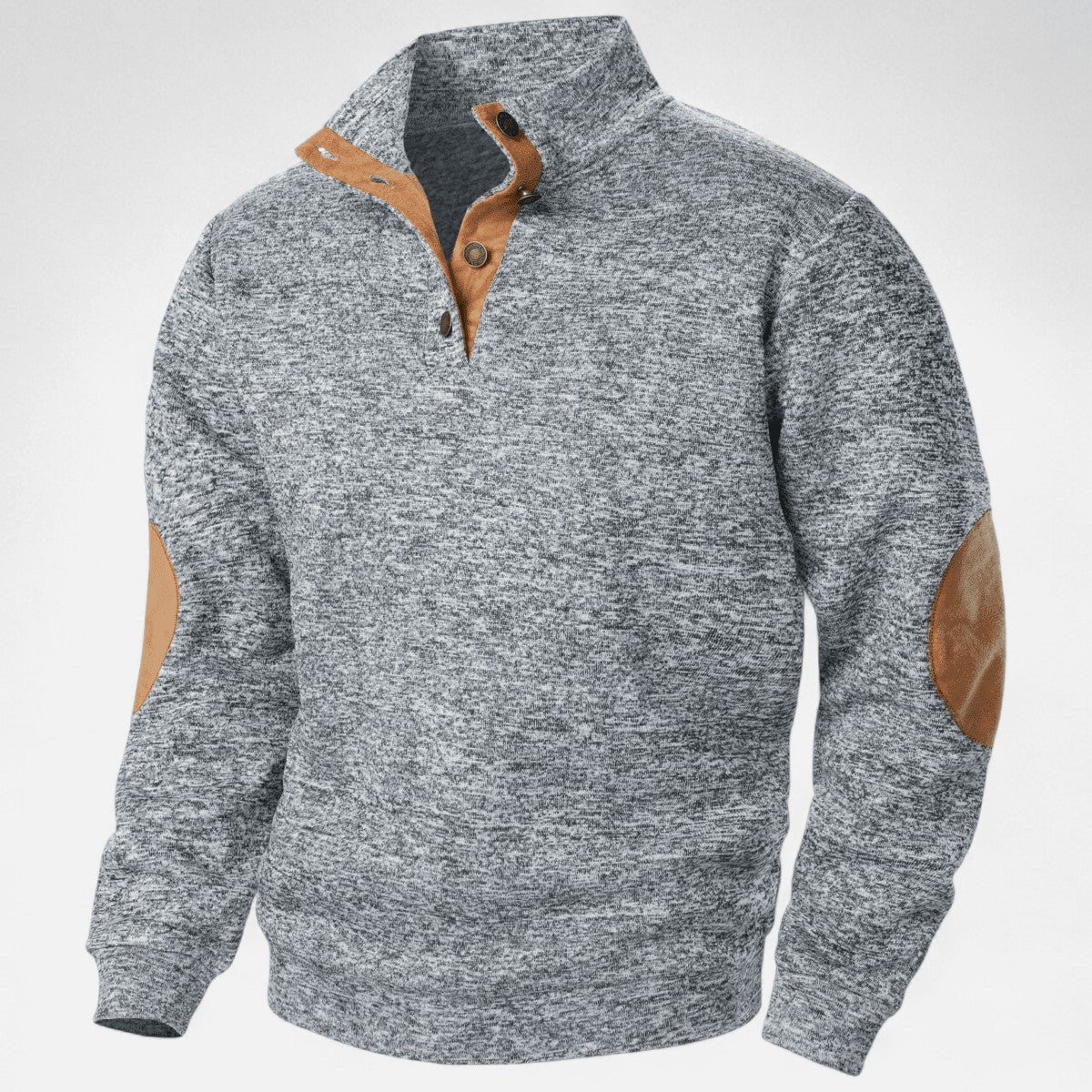 Knit Jumper – Men's Stand-Collar Outdoor Layer – Light Grey