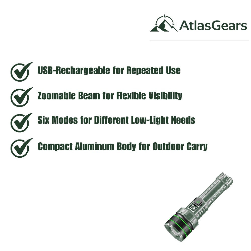 LED Torch – Rechargeable Zoomable Flashlight