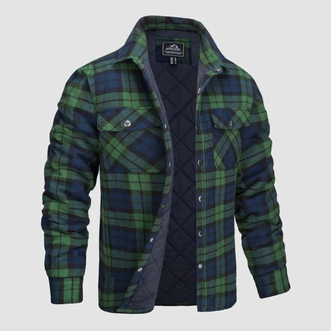 Lumberjack Jacket – Lined Rugged Checked Outdoor Coat – Green