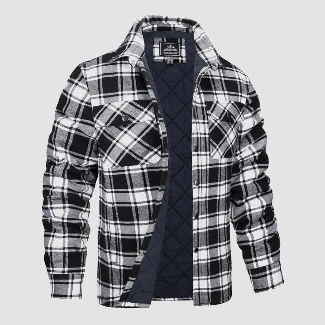 Lumberjack Jacket – Lined Rugged Checked Outdoor Coat – Black