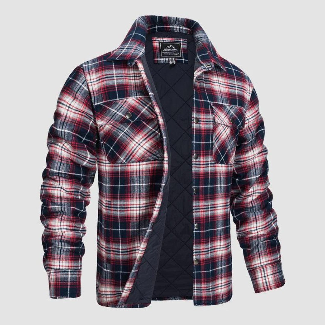 Lumberjack Jacket – Lined Rugged Checked Outdoor Coat – Red/Black