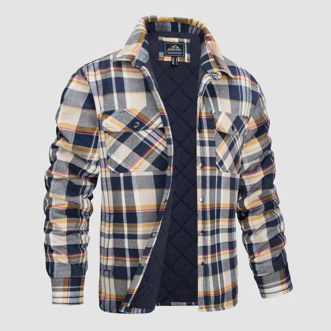 Lumberjack Jacket – Lined Rugged Checked Outdoor Coat – Red/White