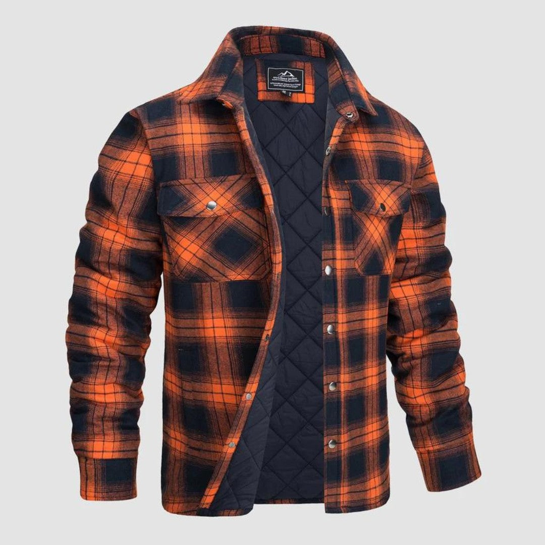 Lumberjack Jacket – Lined Rugged Checked Outdoor Coat – Yellow