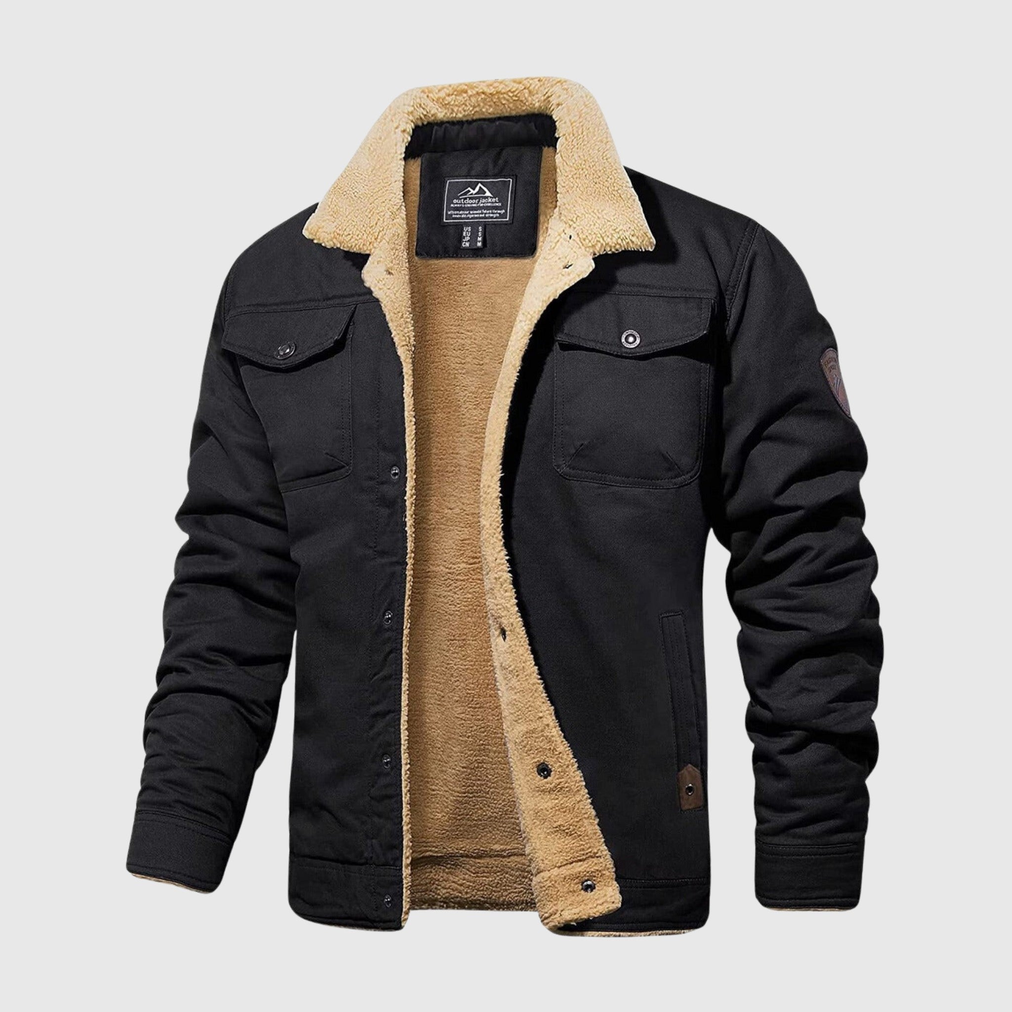 Men's Quilted Bomber Jacket – Padded Warm Cotton-Blend Jacket – Black