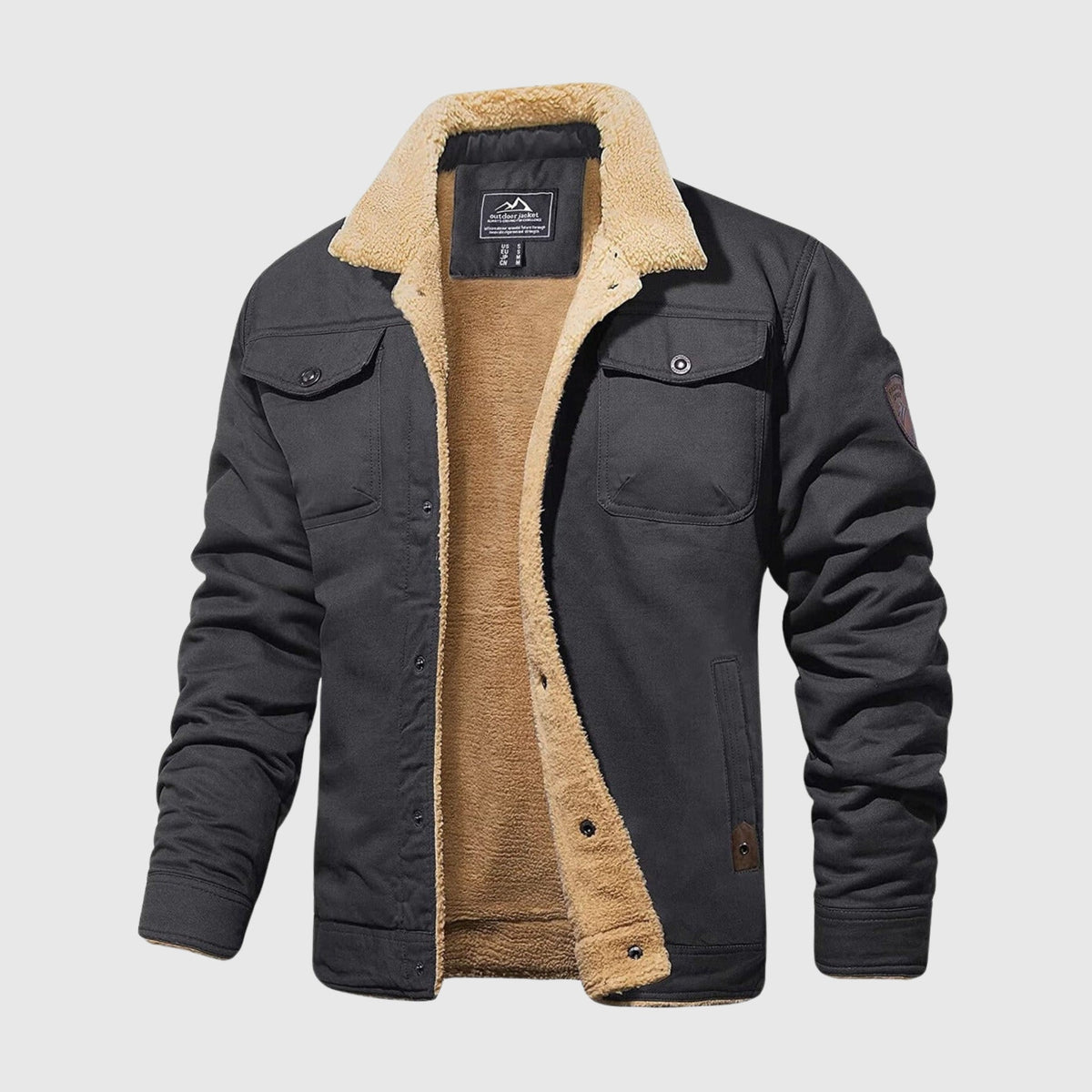 Men's Quilted Bomber Jacket – Padded Warm Cotton-Blend Jacket – Dark Grey