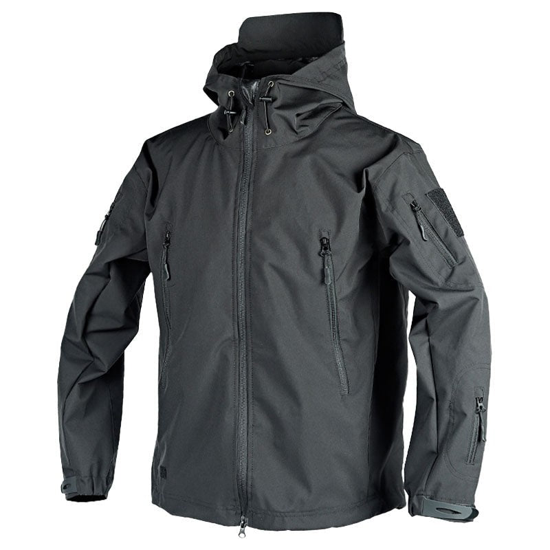 Men's Waterproof Outdoor Jacket – Hooded Windproof Rain Coat – Black