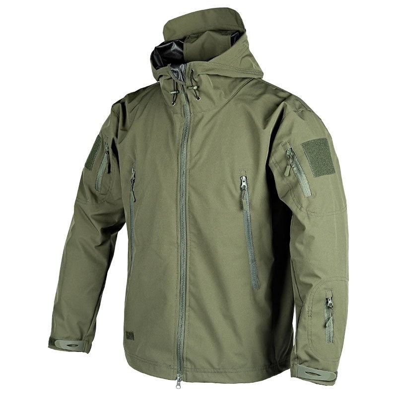 Men's Waterproof Outdoor Jacket – Hooded Windproof Rain Coat – Green