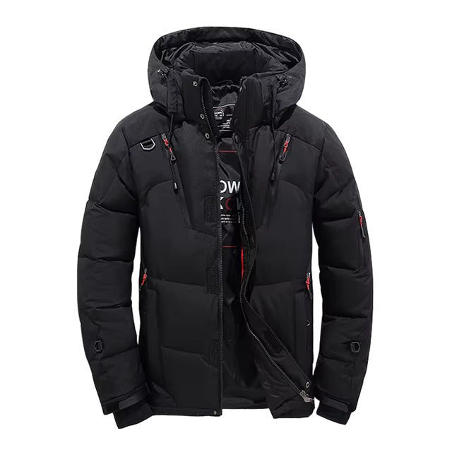 Men's Winter Down Jacket – Thermal Water-Repellent Puffer – Black