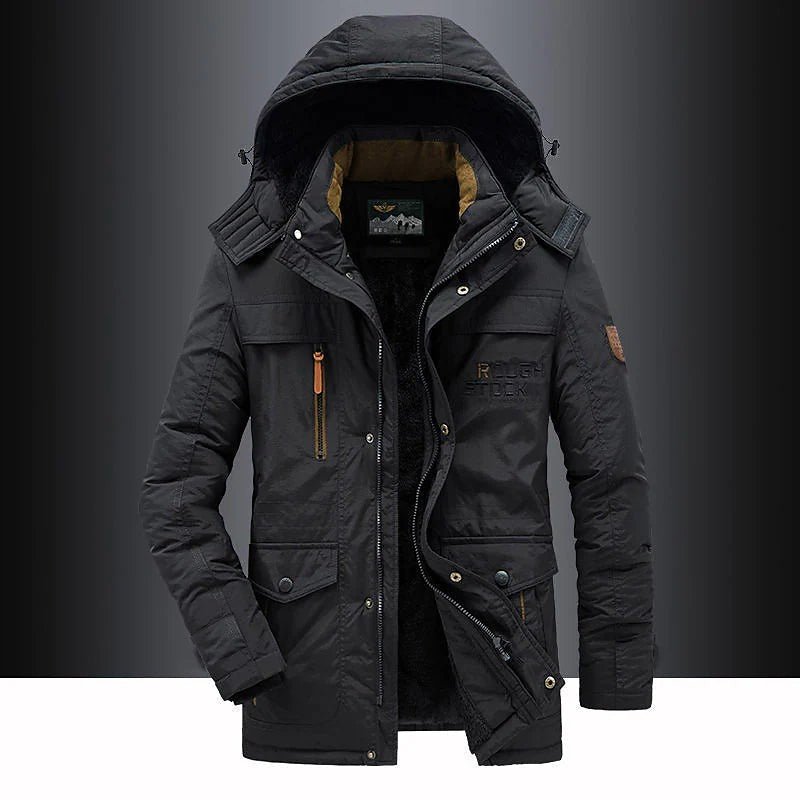 Men's Winter Parka – Insulated Water-Resistant Hooded Winter Coat – Black