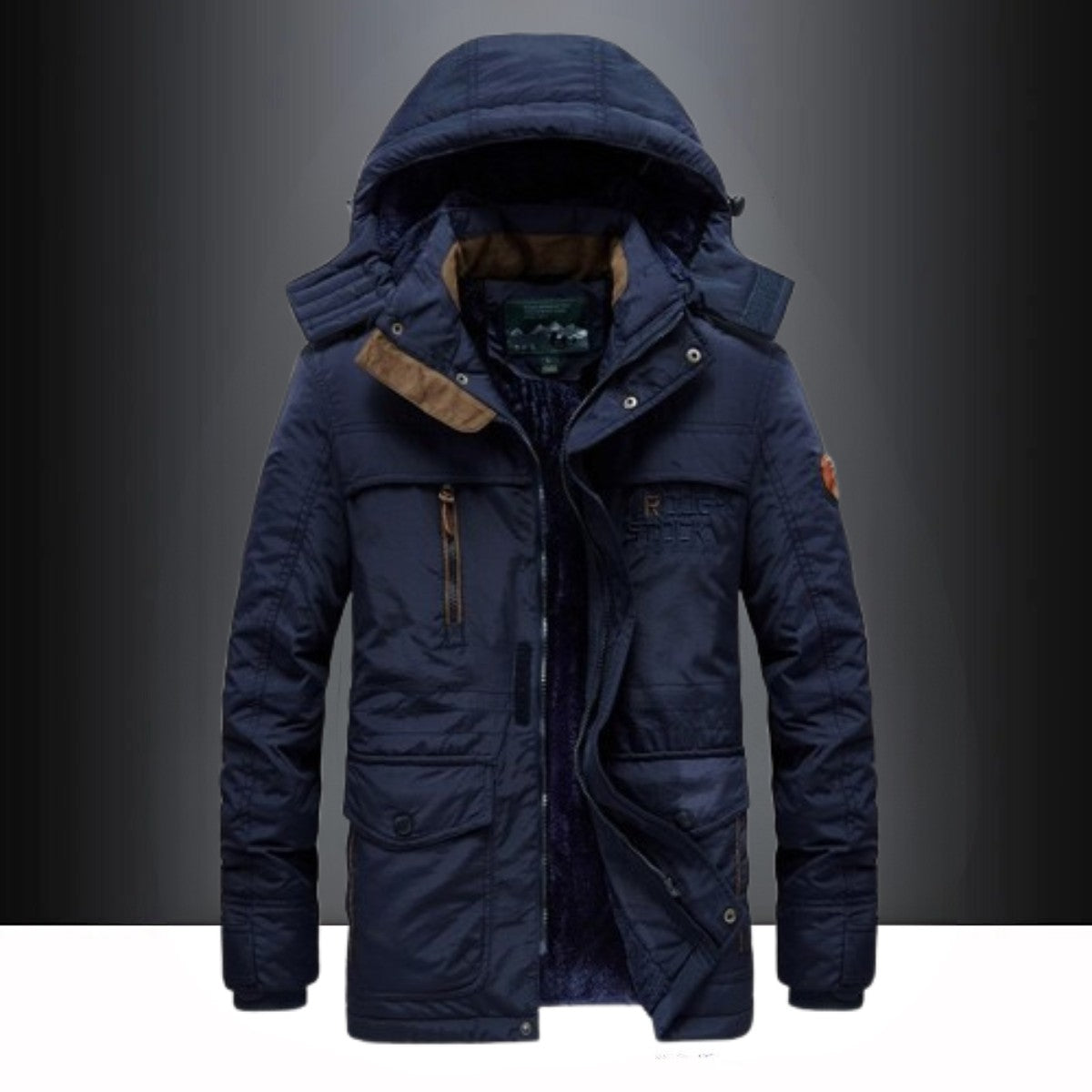 Men's Winter Parka – Insulated Water-Resistant Hooded Winter Coat – Dark Blue
