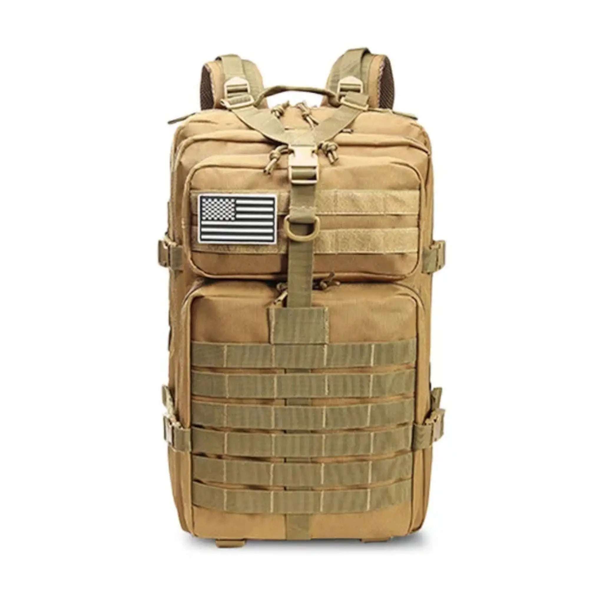 Military Travel Backpack – Ergonomic Padded Rucksack – Khaki