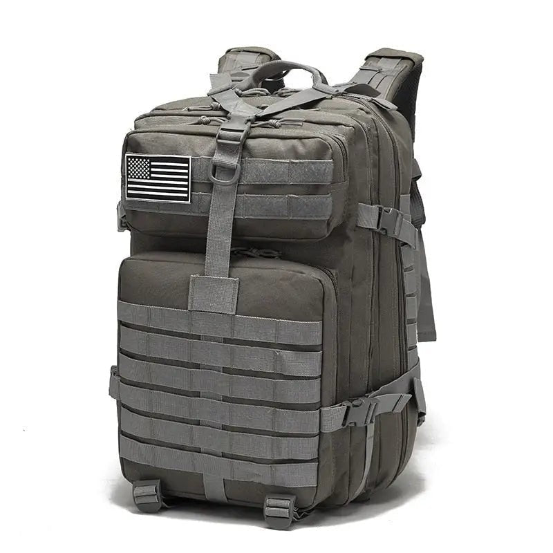 Military Travel Backpack – Ergonomic Padded Rucksack – Grey