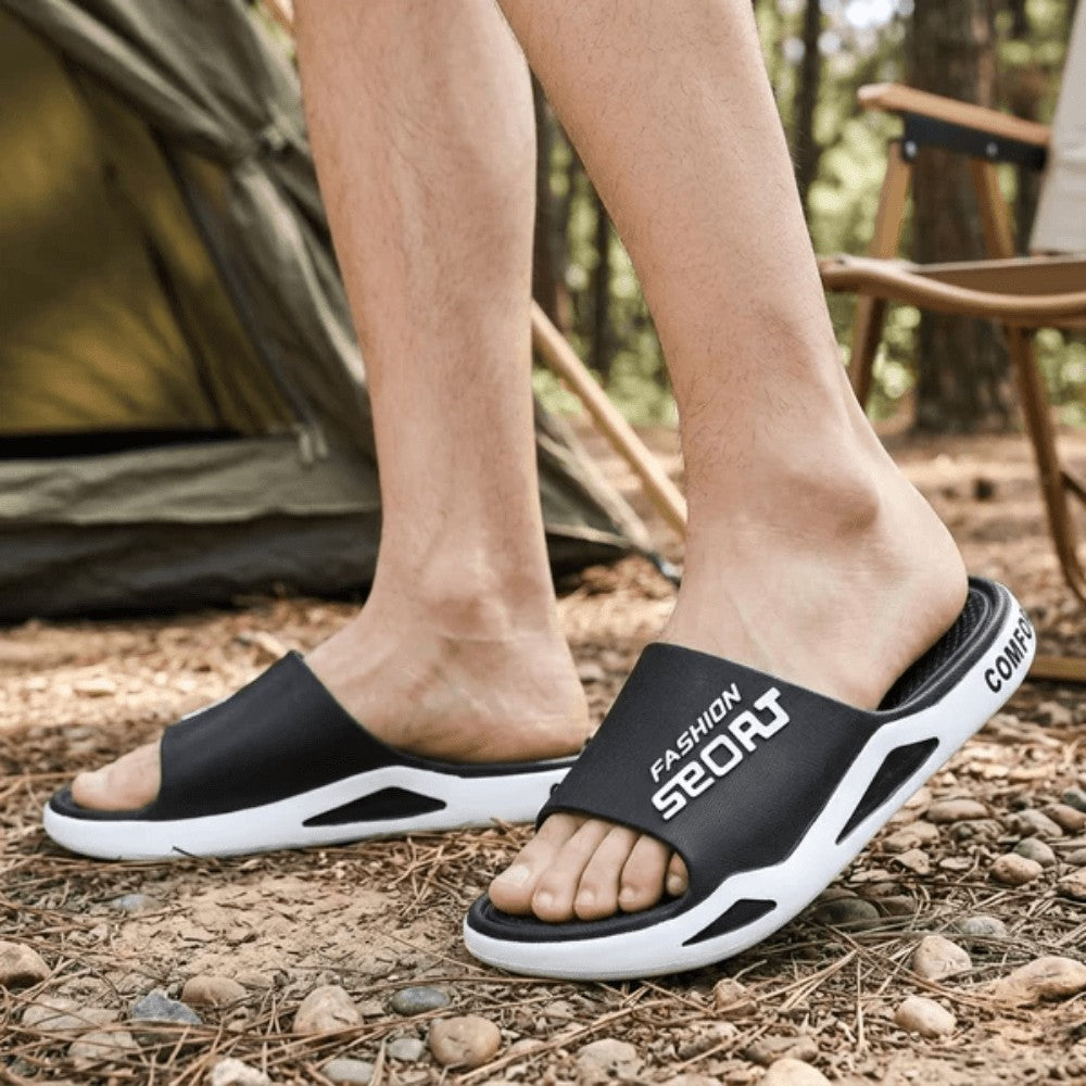 Outdoor Sandals – Men's Slip-Resistant Cushioned EVA Sandals – Black