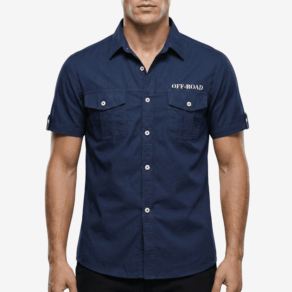 Outdoor Shirt – Breathable Cotton Short-Sleeve Shirt – Dark Blue