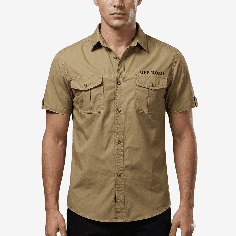 Outdoor Shirt – Breathable Cotton Short-Sleeve Shirt – Khaki
