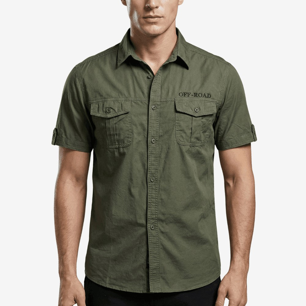 Outdoor Shirt – Breathable Cotton Short-Sleeve Shirt – Army Green