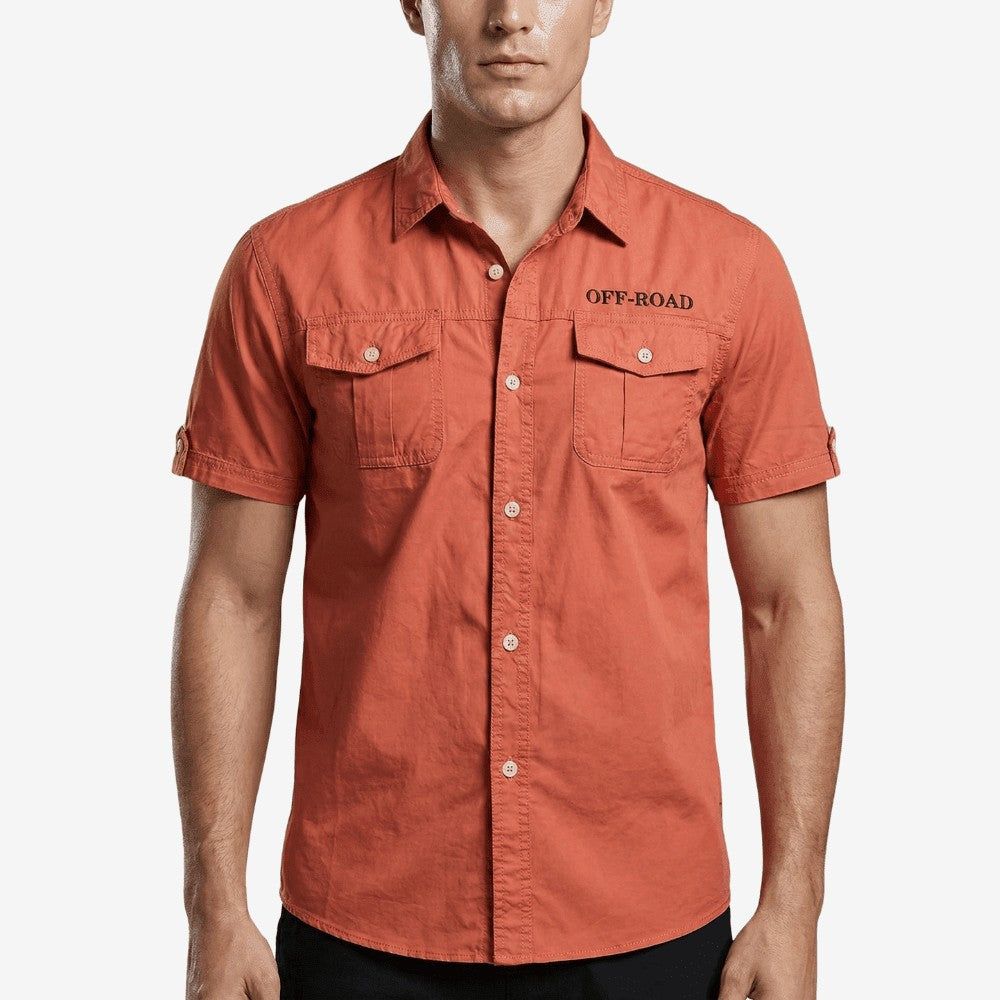 Outdoor Shirt – Breathable Cotton Short-Sleeve Shirt – Red