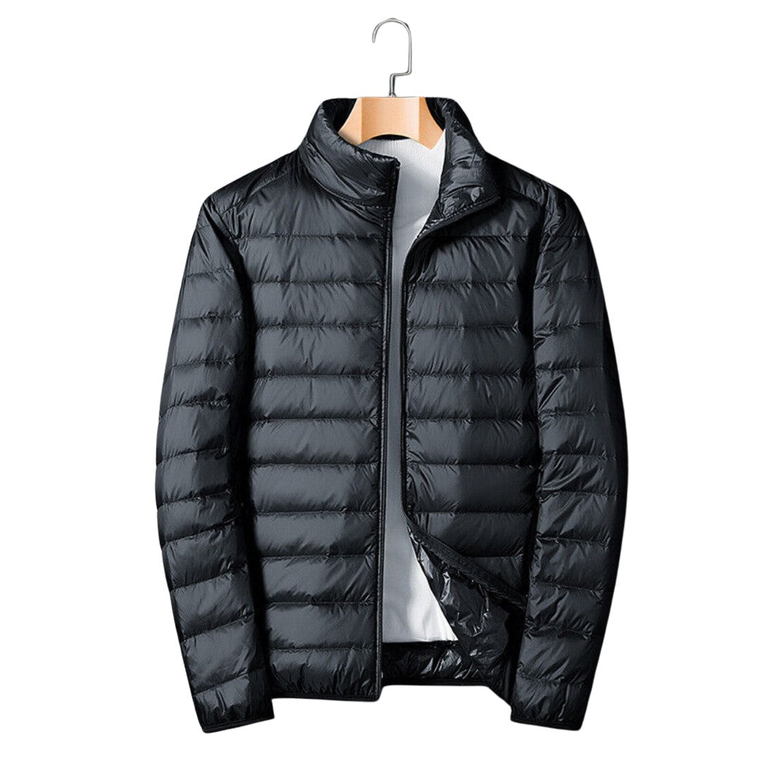 Packable Rain Jacket – Foldable Waterproof Outdoor Shell – Black