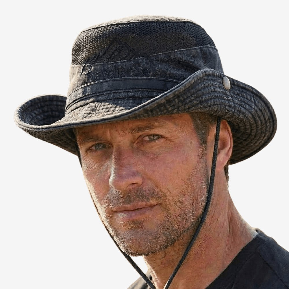 Panama Sun Hat – Breathable Wide Brim with UV Sun Protection – Black
