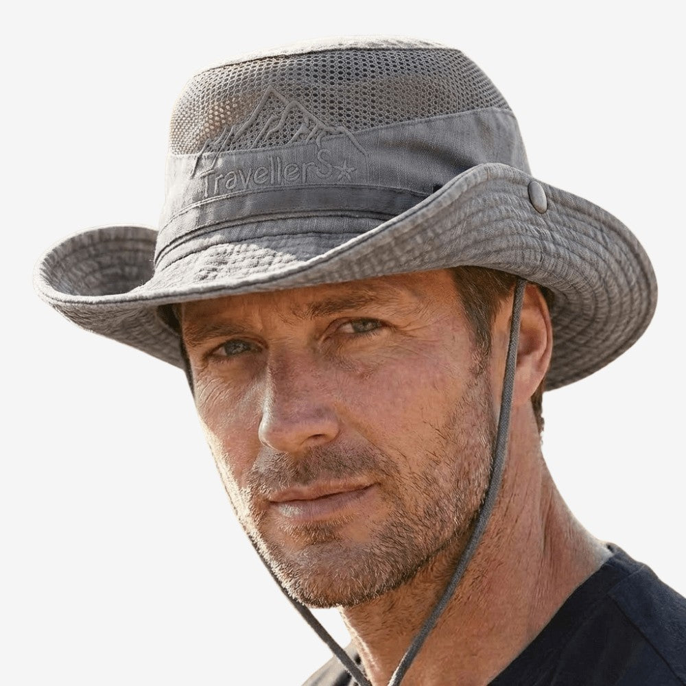 Panama Sun Hat – Breathable Wide Brim with UV Sun Protection – Grey