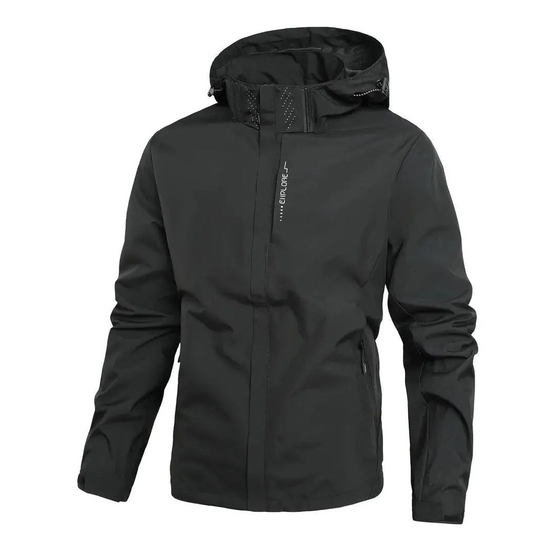 Rain Jacket – Wind & Waterproof Unisex Outdoor Shell – Black