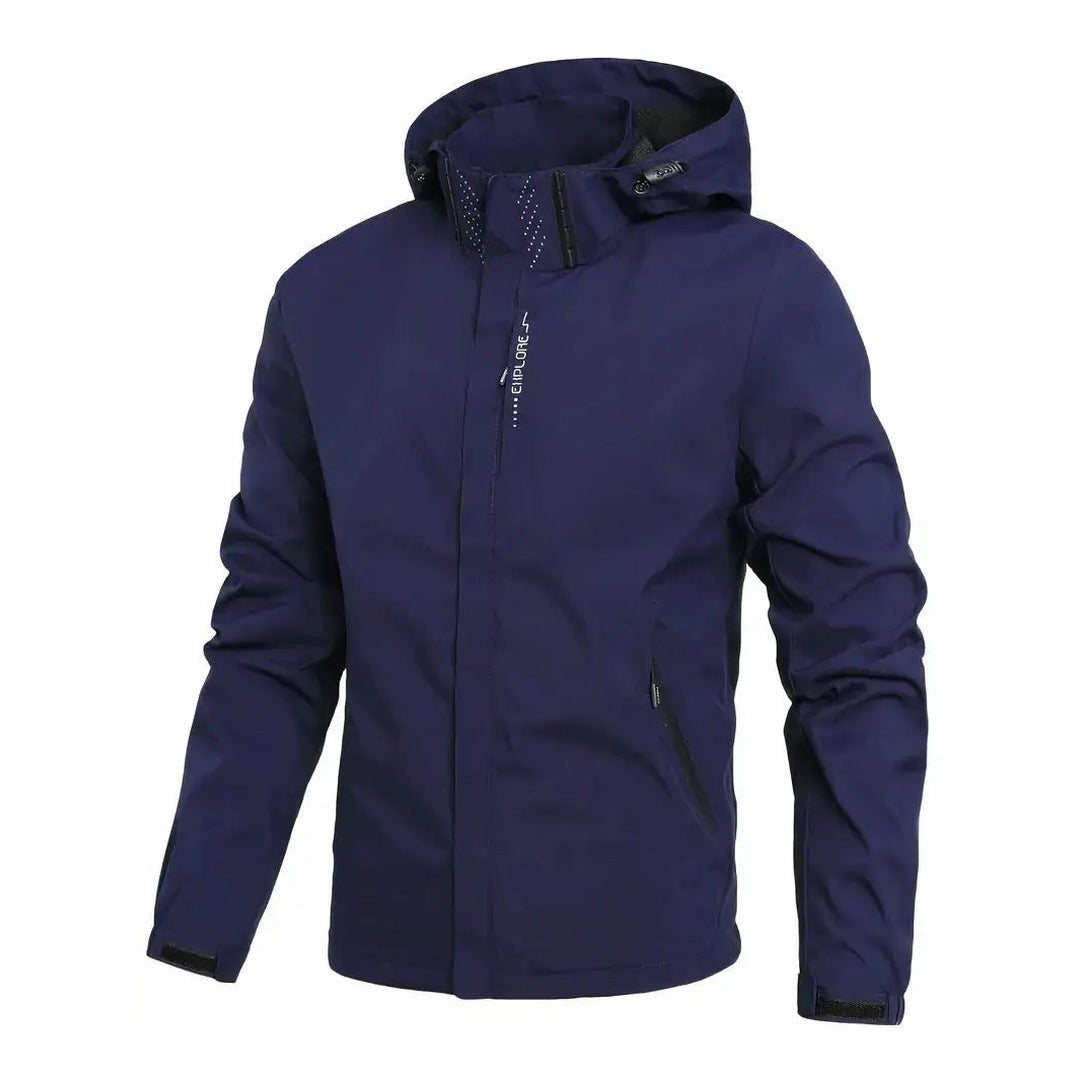 Rain Jacket – Wind & Waterproof Unisex Outdoor Shell – Dark Blue