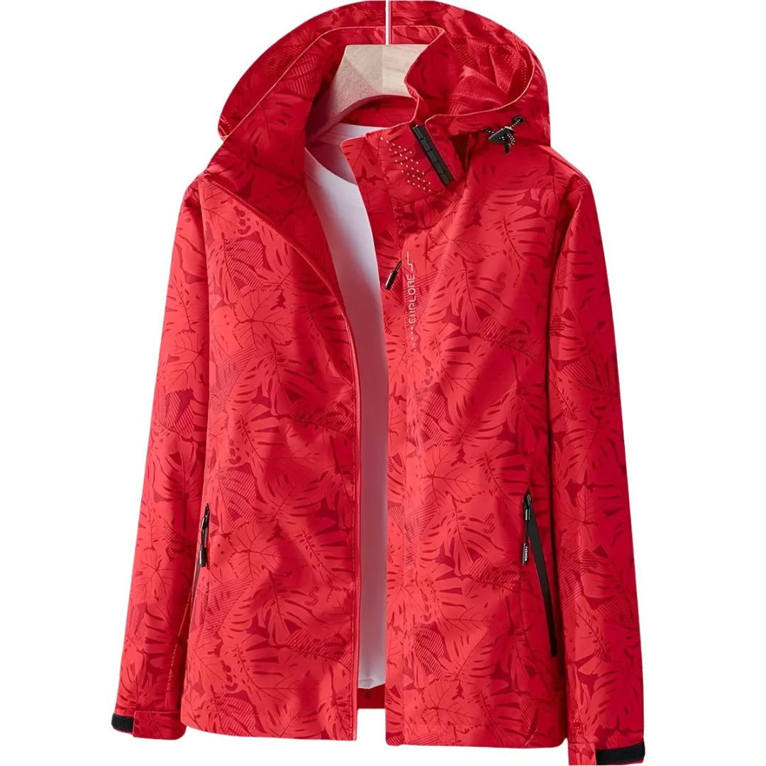 Rain Jacket – Women's Wind & Waterproof Outdoor Shell – Red