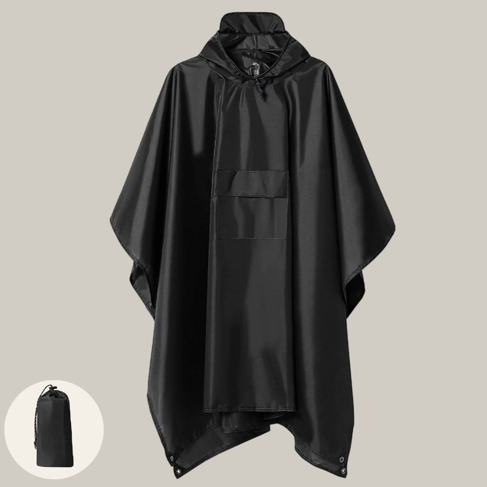 Rain Poncho – Waterproof Hiking & Cycling Rain Cover – Black