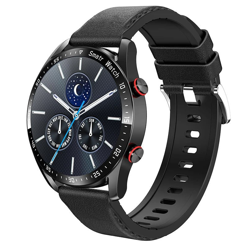 Smartwatch – Lightweight Water-Resistant Fitness Watch – Black Leather